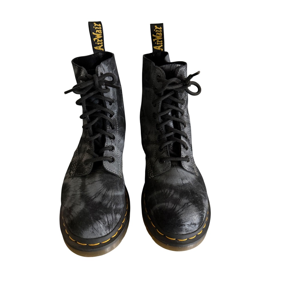 Dr. Martens 1460 Pascal Boots Womens Grey Black Tie Dye  Combat 8-Eye